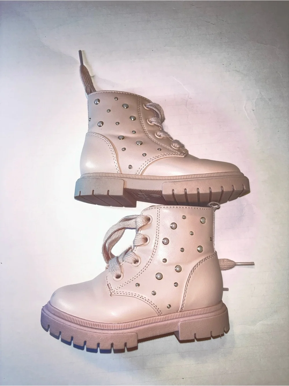 Cat & Jack Pink Metallic Studded Lace-Up Kids Boots